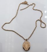 Victorian 9ct rose gold necklace (4.8g) and a Victorian locket