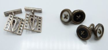 A pair of cufflinks by Links of London and another pair of silver cufflinks