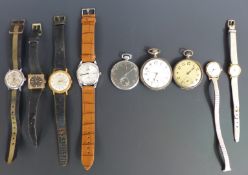Nine various ladies and gentleman's wrist and pocket watches including Raymond Weil, Mardor, Kelton,