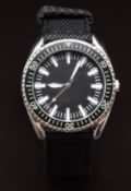 French Navy military style gentleman's wristwatch with luminous hands and hour markers, fixed bezel,