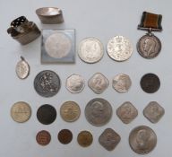 1891 Victoria crown, hallmarked silver cased lighter, WW1 medal awarded to T-594508 DVR G E Gardiner