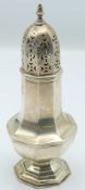 Edward VII hallmarked silver sugar caster, Sheffield 1901 maker's Richard Martin and Ebenezer