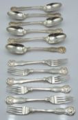 Georgian/ William IV hallmarked silver part canteen of shell topped cutlery, similar to King's or