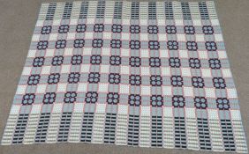 Welsh tapestry woollen blanket with sky blue ground, 180 x 230cm