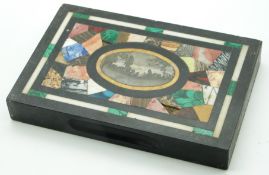Pietra Dura 'Grand Tour' paperweight, width 15.5cm