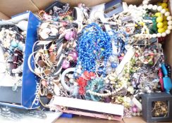 A collection of costume jewellery including beads, bracelets, silver etc