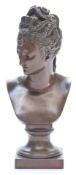 A late 19th/early 20thC bust of the goddess Diana, on socle base, height 29cm