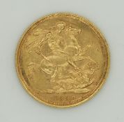 1889 Victoria Jubilee head gold full sovereign, Sydney Mint