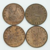 A small collection of 1862 young head Victoria halfpennies, all near EF with lustre