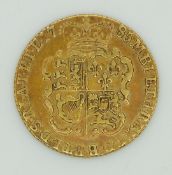1795 George III gold guinea, toned with some patina / iridescence, GF/NVF