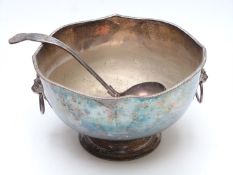 Silver plated punch bowl and ladle, diameter of bowl 30cm