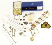 Swarovski bracelet, vintage jewellery boxes, agate necklace, Victorian stick pins and buttons,