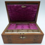 A 19thC walnut Tunbridge ware work / jewellery box with fitted interior lift out tray, W26 x D18 x