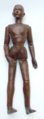 19thC carved pine artist's mannequin Lay figure with most joints having two way fully articulated