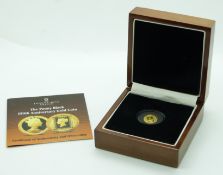 Penny Black 150th anniversary 24ct miniature gold proof coin, 1.3g, in deluxe case with certificate