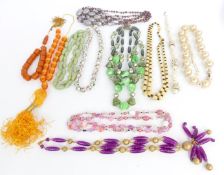 A collection of 1950's beaded necklaces