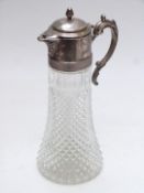 Large glass and silver plated drink cooler jug, height 30cm