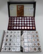 Danbury Mint glass-topped coin cabinet containing a Study of Pennies 1901-1967 with key event
