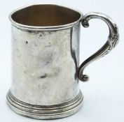 Modern hallmarked silver christening tankard of plain tapering form, Birmingham 1972 maker
