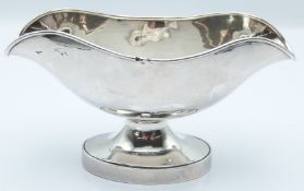 Double ended sauce boat, likely silver plated, marks indistinct, height 8.5cm, weight 137g