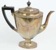 Edward VII hallmarked silver pedestal coffee pot with neoclassical style swag decoration,
