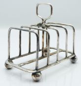 George V hallmarked silver five bar toast rack, Sheffield 1930 maker Atkin Brothers, length 9.5cm,