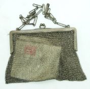 A silver mesh purse / bag with import marks and 925, original receipt for £5 in 1918, 13 x 14cm