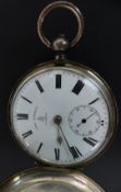 John Forrest of London hallmarked silver full hunter pocket watch with subsidiary seconds dial, gold