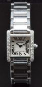 Cartier Tank 18ct white gold ladies wristwatch ref. 2365 with 12 diamonds set to each side of the