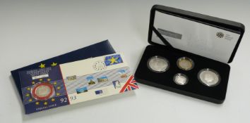 Royal Mint 2008 UK Silver Proof Piedfort Four-Coin Collection tin deluxe case with certificate no