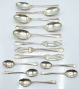 Goldsmiths & Silversmiths Co Ltd part canteen of Hanovarian rat tail pattern cutlery comprising five