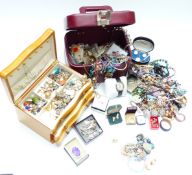 A collection of costume jewellery including beads, filigree, rings etc