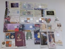 Commemorative Bank of England and Royal Mint £5 coin presentation packs, crowns etc, including