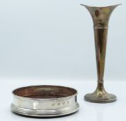 Modern feature hallmarked silver wine coaster, diameter 12.5cm together with a hallmarked silver