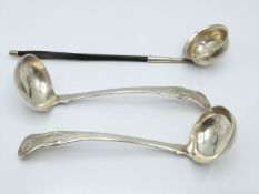 Pair of Georgian Scottish hallmarked silver King's pattern ladles, Edinburgh 1828 maker James &