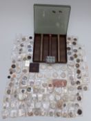 An amateur coin collection in slide case, some silver, including Victorian and Georgian coinage,
