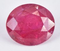 A loose oval cut natural unheated ruby weighing 2.26ct, with Gem & Pearl lab certificate