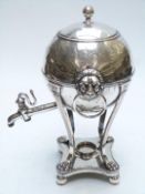 19thC Sheffield plated samovar / spirit kettle with lion mask handles, height 31cm