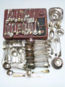 Large collection of loose mainly Fiddle pattern silver plated cutlery, silver plated basket and a