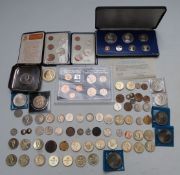 A mixed collection of various coins to include sets, collectable single metal £2, modern crowns,