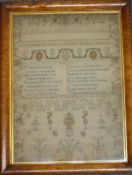 Georgian embroidery sampler by Elizabeth Hynes, her work done at Mrs Axfords School in the 11 year