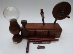 Reproduction lace maker's light and winder, H28cm