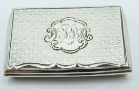 Victorian hallmarked silver pill or similar box with engine turned decoration, Birmingham 1854 maker