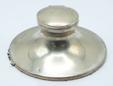 Large George V hallmarked silver capstan inkwell, Birmingham 1933 maker S Blanckensee & Son Ltd,