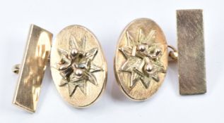 A pair of 9ct gold of cufflinks in the form of passion flowers, 7.8g
