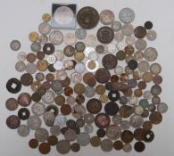 An interesting amateur collection of largely overseas coins, 18thC onwards, includes silver content,