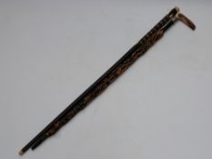 George V hallmarked silver collared, antler handled walking stick, Birmingham 1918, together with an