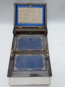 Coramandel work box / writing slope, with lift out tray of lidded compartments and fold out