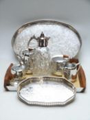 Silver plated ware to include galleried tray, length 46cm, further smaller tray, Picquot style retro