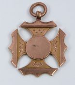 A 9ct gold 1911 fob, 5.3g